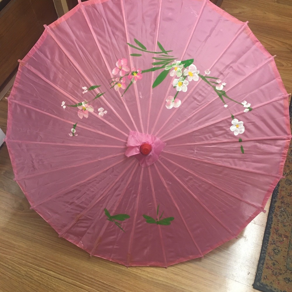 Chinese bamboo floral Umbrella, Wedding Dance Party Painted Cherry Blossoms